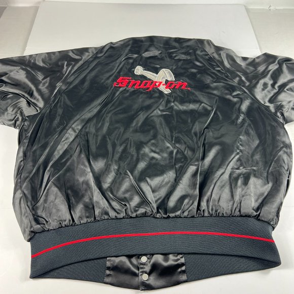 VTG 90s Snap-On Satin Jacket Extra Large Black Embroidered Snap Button USA Made - Picture 12 of 16